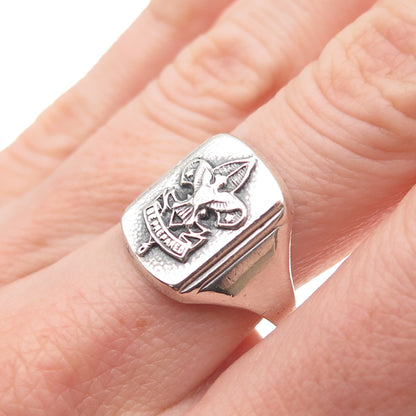 925 Sterling Silver Vintage US Boy Scouts Be Prepared Oxidized Ring Size 7