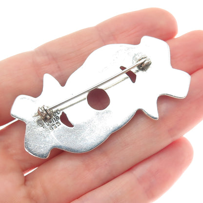 925 Sterling Silver 2-Tone Vintage Mexico XO Hugs & Kisses Pin Brooch