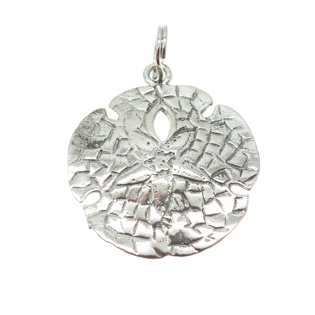 925 Sterling Silver Vintage Sand Dollar Dragon Skin Charm Pendant