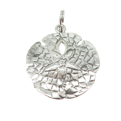 925 Sterling Silver Vintage Sand Dollar Dragon Skin Charm Pendant