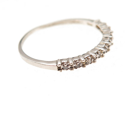 925 Sterling Silver Real Round-Cut Diamond Half Eternity Band Ring Size 10