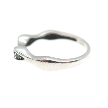 J. STELLA Sterling Silver Real Round-Cut Black Diamond Stackable Ring Size 7.25