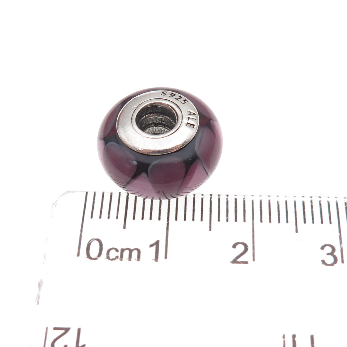 Pandora 925 Sterling Silver Murano Glass Slide Bead Charm
