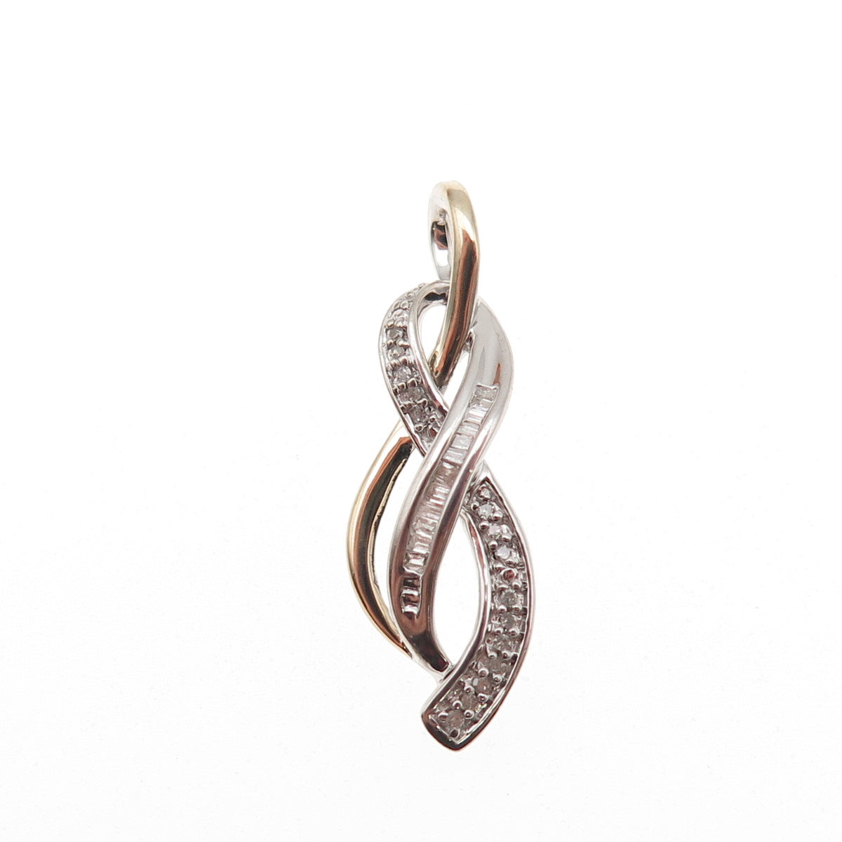 Sun 925 Sterling Silver 14K Gold Real Diamond Infinity Charm Pendant