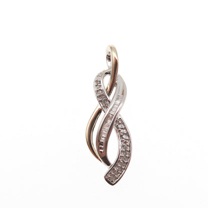 Sun 925 Sterling Silver 14K Gold Real Diamond Infinity Charm Pendant