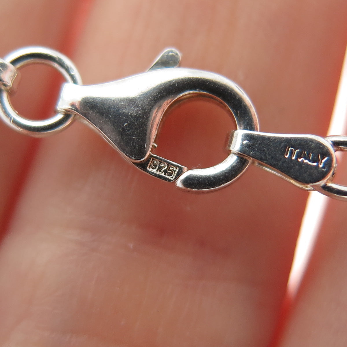 925 Sterling Silver Vintage Italy Heart Lock & Key Charms Oval Link Bracelet 7"