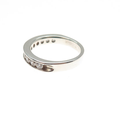 925 Sterling Silver Round-Cut C Z Half Eternity Band Ring Size 6