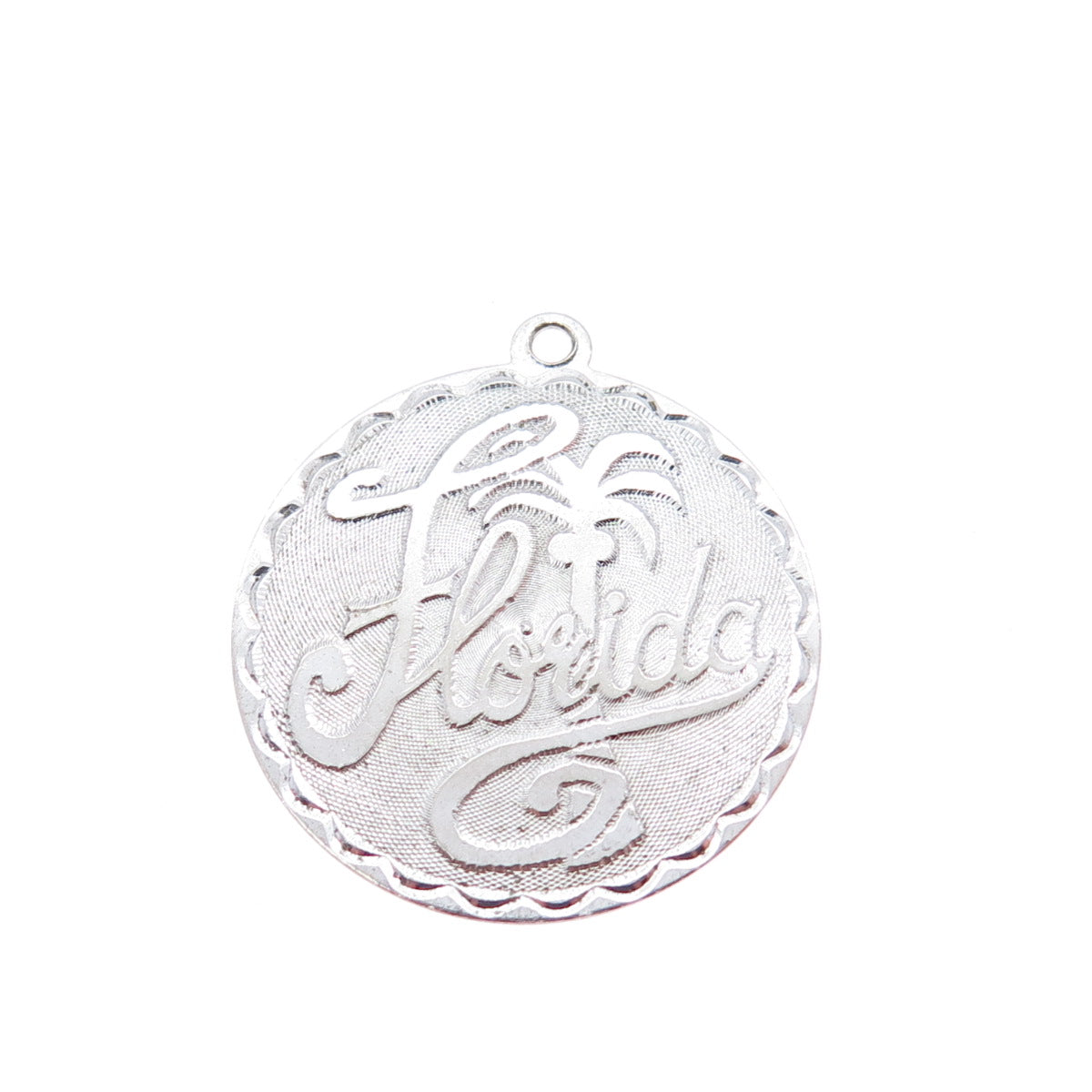 CREA 925 Sterling Silver Vintage Florida Round Tag Charm Pendant