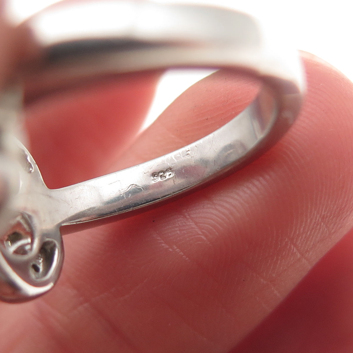 Jane Seymour 925 Sterling Silver Real Diamond Open Heart Ring Size 6.75