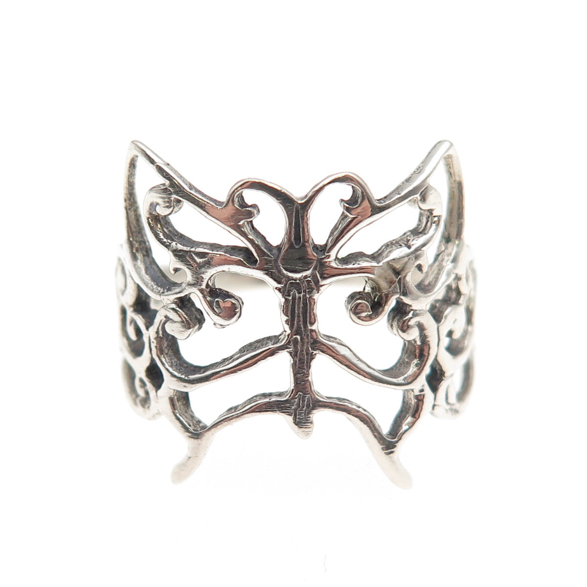 925 Sterling Silver Vintage Butterfly Oxidized Ring Size 6.25
