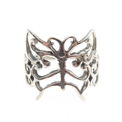 925 Sterling Silver Vintage Butterfly Oxidized Ring Size 6.25