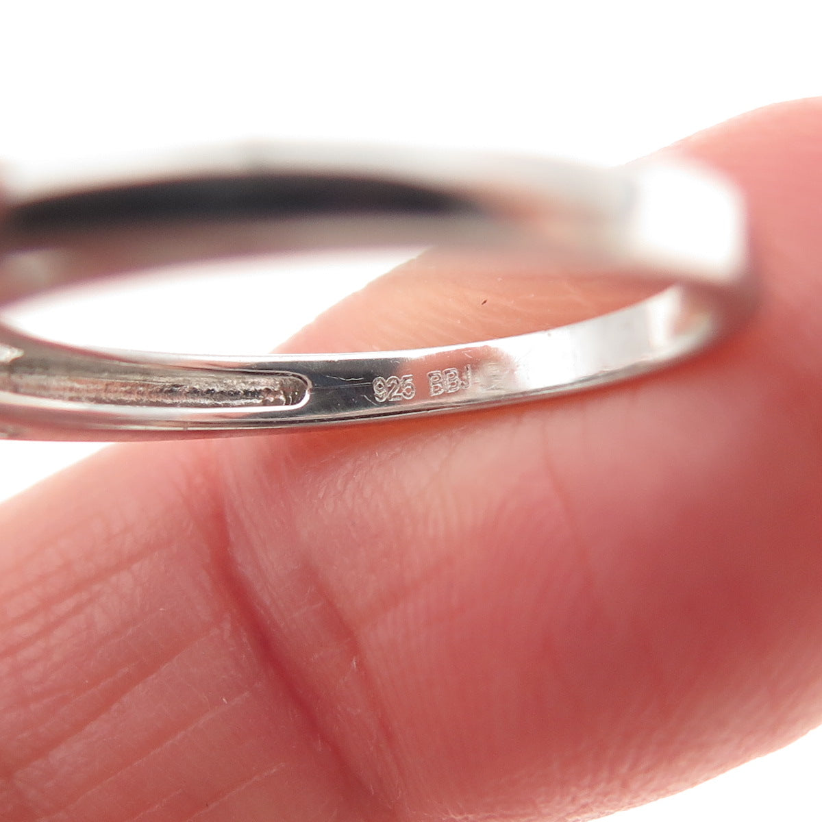 925 Sterling Silver Round-Cut Lab-Created Sapphire Ring Size 6.75