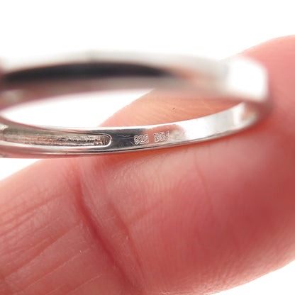 925 Sterling Silver Round-Cut Lab-Created Sapphire Ring Size 6.75