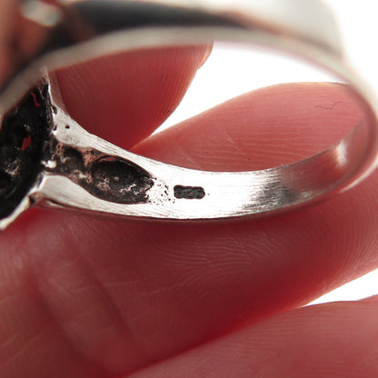 925 Sterling Silver Vintage Modernist Oxidized Ring Size 8.75