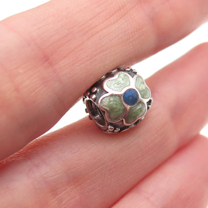 Pandora 925 Sterling Silver Enamel Daisy Flower Slide Bead Charm