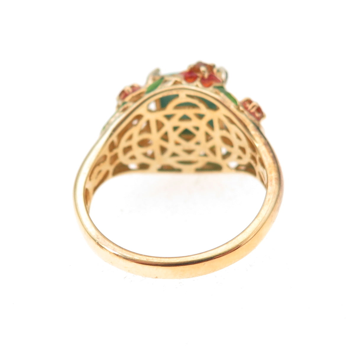 Chuck Clemency 925 Sterling Gold Plated Enamel Turquoise Citrine Ring Size 8.25
