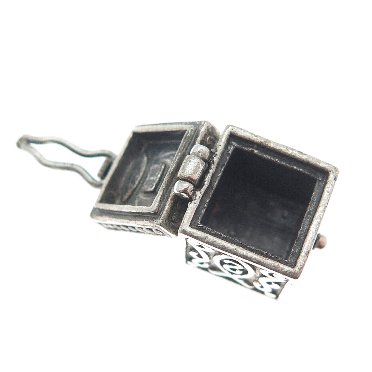 AVON 925 Sterling Silver Vintage Oxidized Minimalist Pill Box Charm Pendant