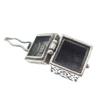AVON 925 Sterling Silver Vintage Oxidized Minimalist Pill Box Charm Pendant
