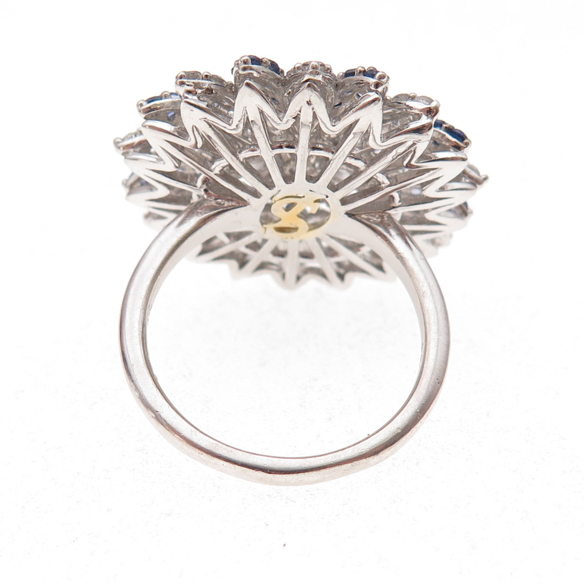 Suzy Levian 925 Sterling Cognac Diamond Blue Sapphire White Topaz Ring Size 7.25