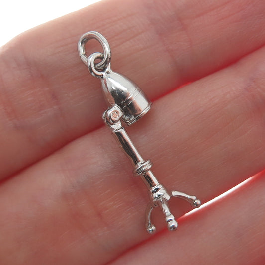 WELLS 925 Sterling Silver Vintage Salon Hairdryer Movable Minimalist 3D Pendant