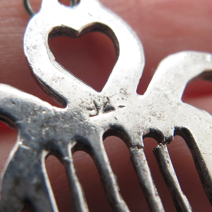 925 Sterling Silver Vintage Angel Cutout Oxidized Pendant