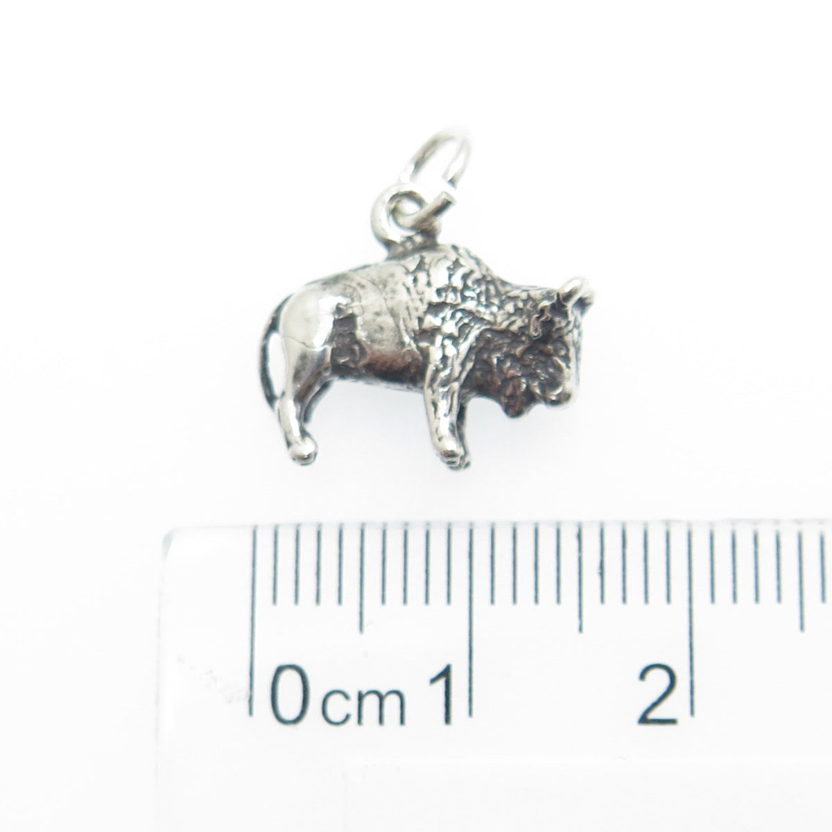 925 Sterling Silver Vintage Buffalo Oxidized Minimalist Charm Pendant