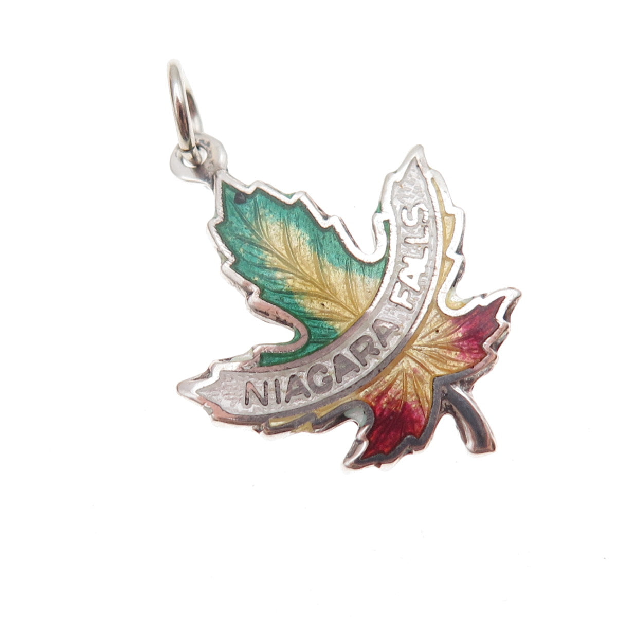 Breadner Co. Sterling Antique Art Deco Enamel Niagara Falls Maple Leaf Pendant