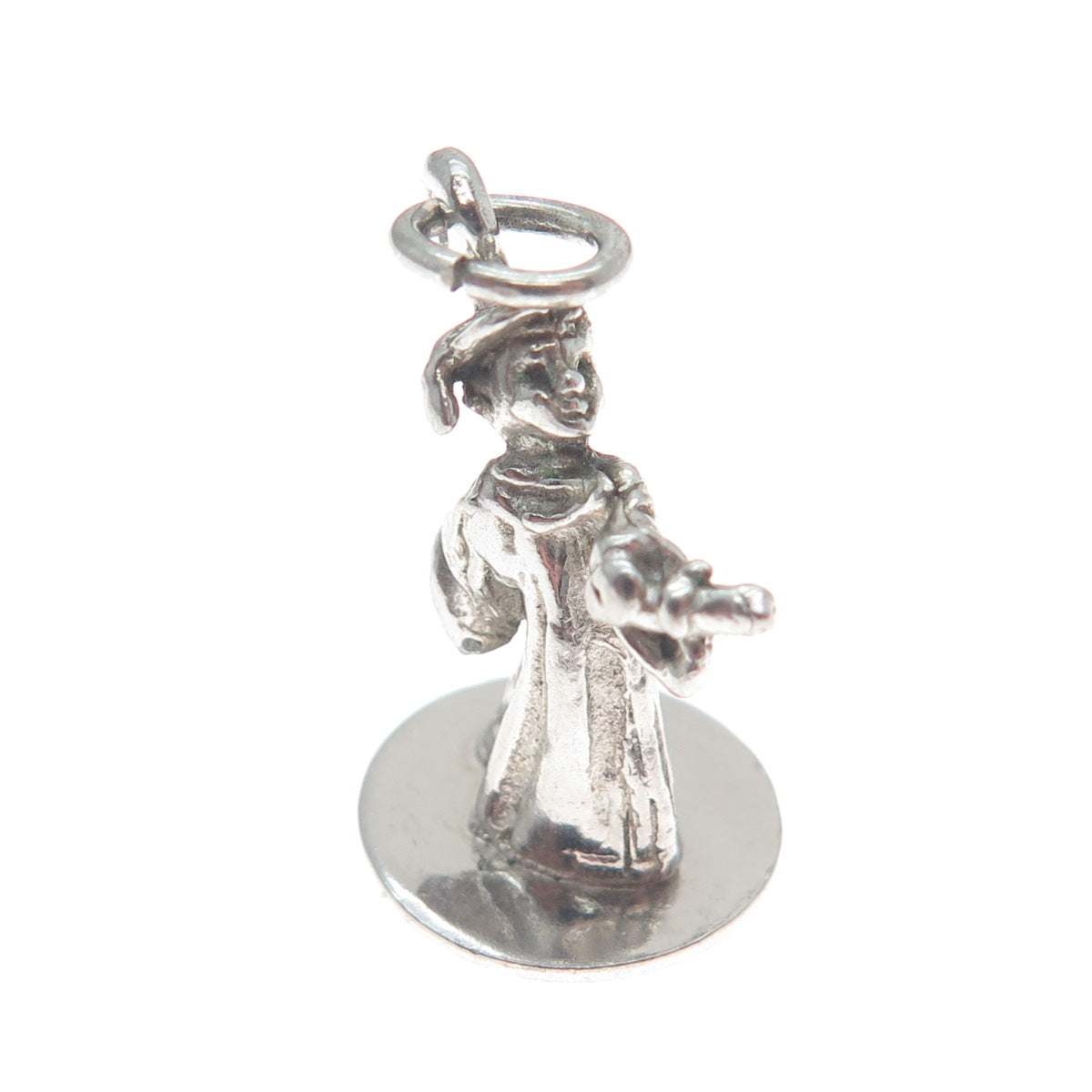 925 Sterling Silver Vintage Graduate Boy Minimalist 3D Charm Pendant