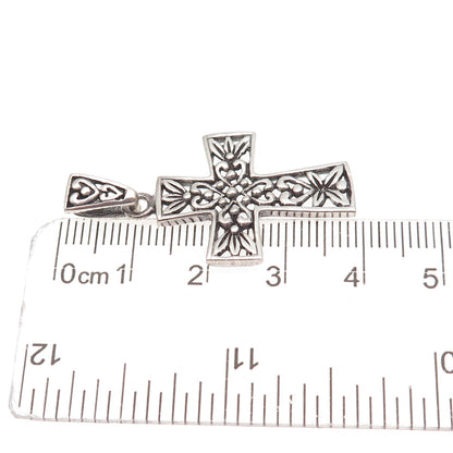 Charles Winston 925 Sterling Silver Vintage Heart Floral Cross Charm Pendant