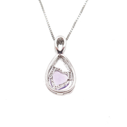 925 Sterling Silver Real Diamond & Amethyst Infinity Box Chain Necklace 18"