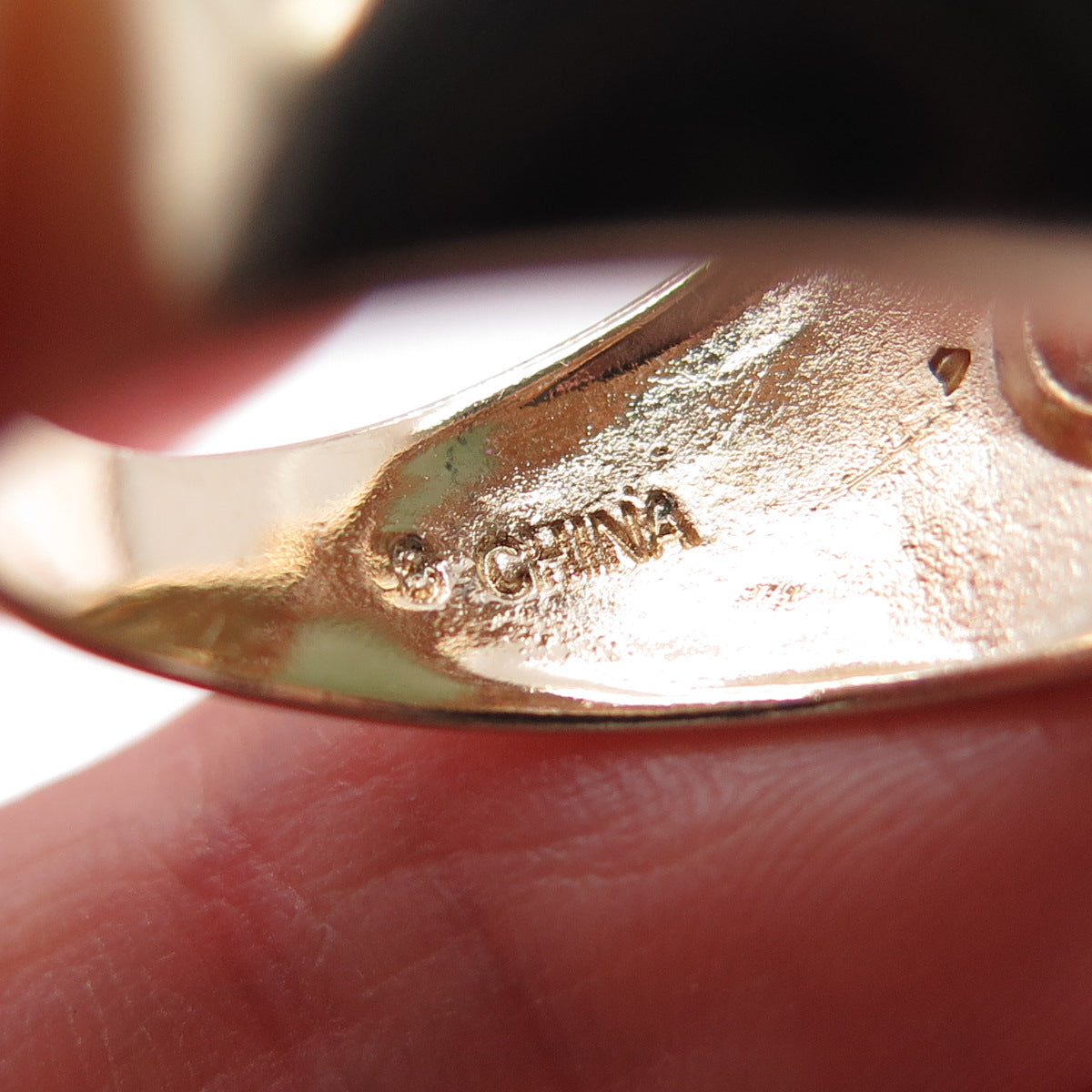 ROSS SIMONS 925 Sterling Silver Rose Gold Plated Aventurine & C Z Ring Size 8.25