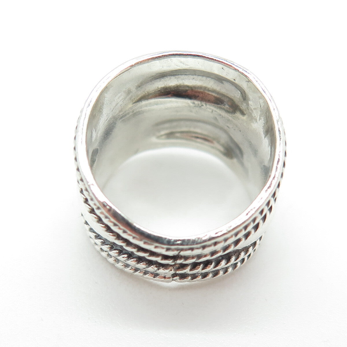 925 Sterling Silver Vintage Mexico Swirl Roped Oxidized Ring Size 6.5