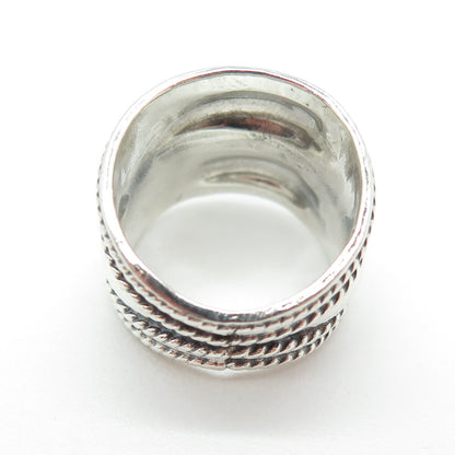 925 Sterling Silver Vintage Mexico Swirl Roped Oxidized Ring Size 6.5