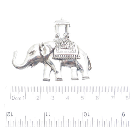LANG Sterling Silver Antique Art Deco Elephant Sedan Chair Oxidized Pin Brooch
