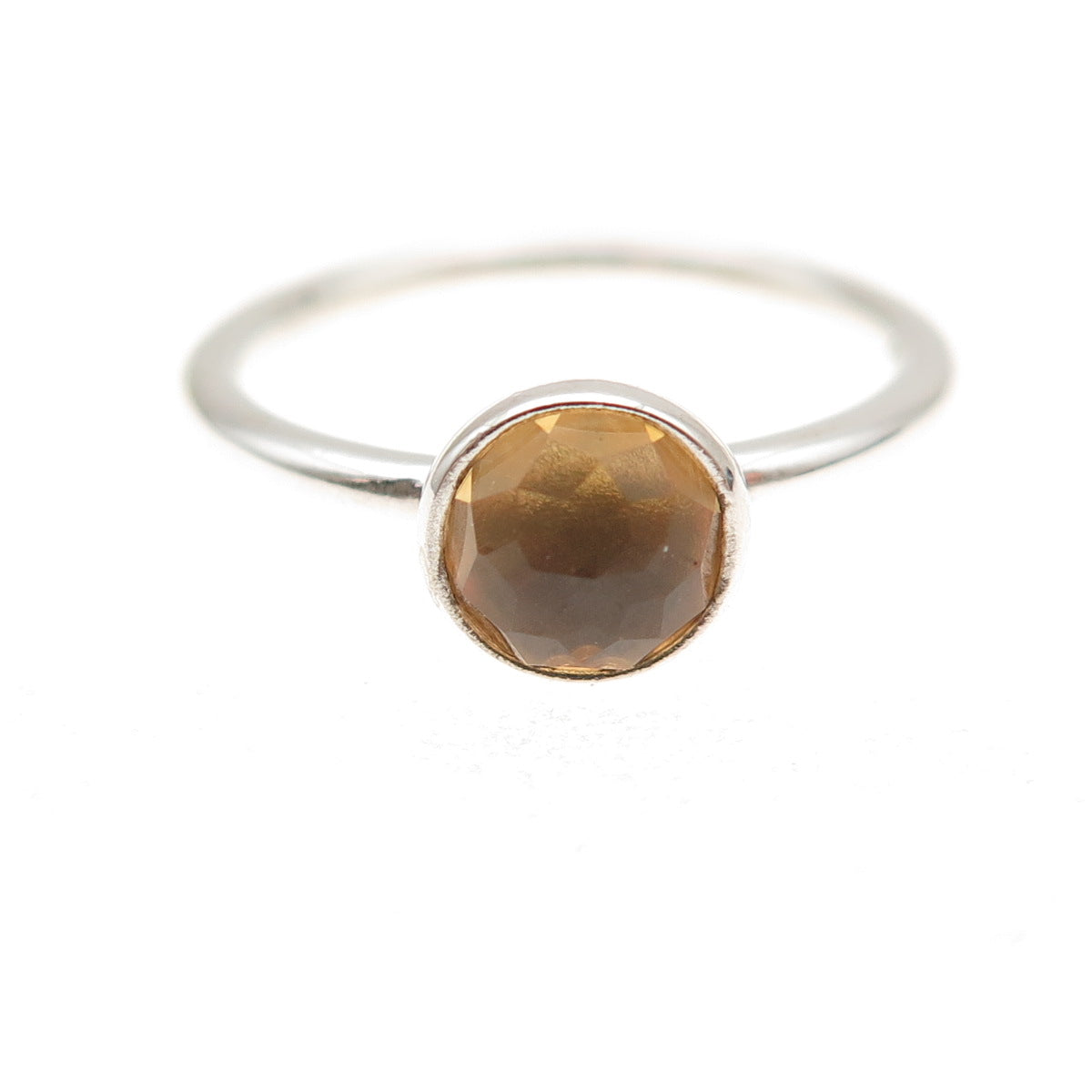 Pandora 925 Sterling Silver Real Citrine November Birthstone Droplet Ring Size 6