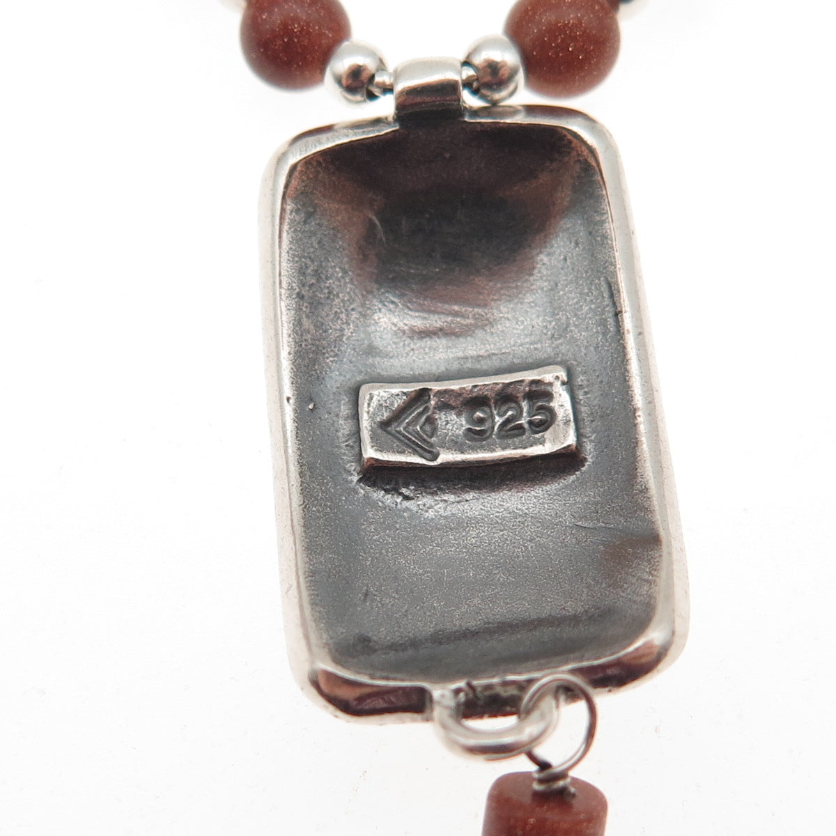 Silpada 925 Sterling Vintage Real Goldstone Spiral Round Box Chain Necklace 16"