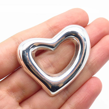 925 Sterling Silver Vintage Mexico Open Heart Pin Brooch