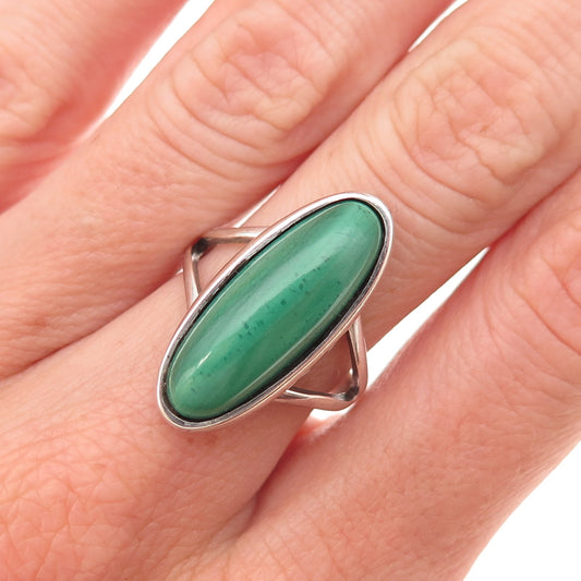 Thomas Singer Old Pawn 925 Sterling Silver Vintage Malachite Tribal Ring Size 7