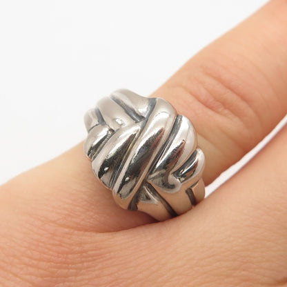 925 Sterling Silver Vintage Ribbed Knot Ring Size 6.25