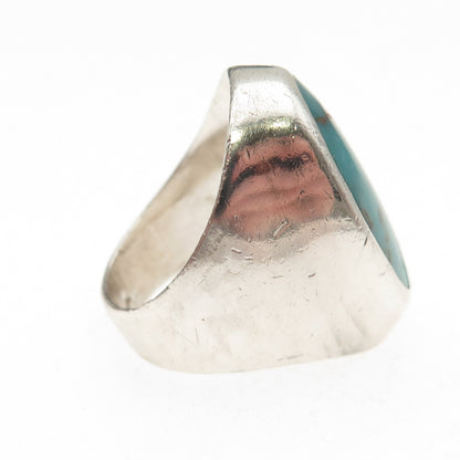 Old Pawn Sterling Silver Vintage Southwestern Kingman Turquoise Ring Size 7.5