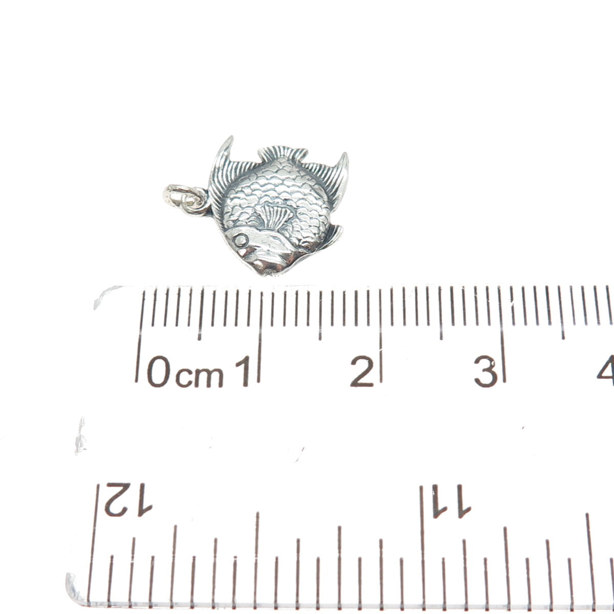 925 Sterling Silver Vintage Angel Fish Oxidized Minimalist Charm Pendant