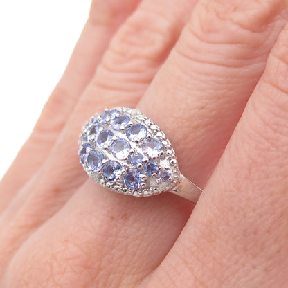 Chuck Clemency 925 Sterling Silver Real Diamond & Tanzanite Ring Size 8.25
