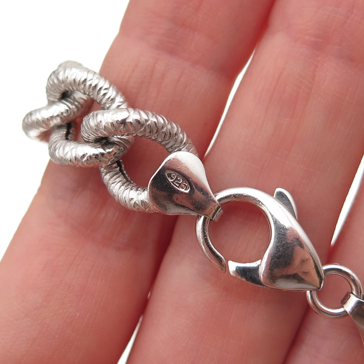 925 Sterling Silver Italy Curb Link Bracelet 7.25"