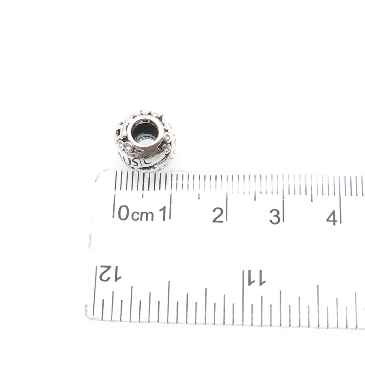 CHAMILIA 925 Sterling Silver Round-Cut C Z Music Heals The Soul Bead Charm