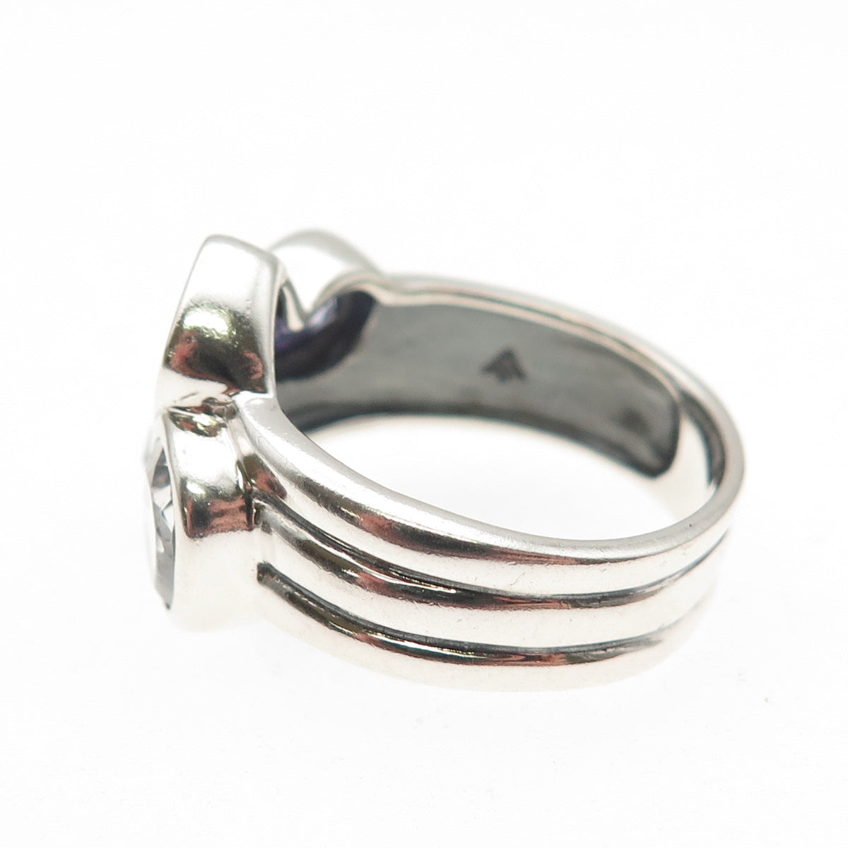 Silpada 925 Sterling Silver Vintage Real Hematite Quartz & C Z Ring Size 8.25