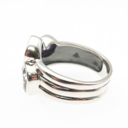 Silpada 925 Sterling Silver Vintage Real Hematite Quartz & C Z Ring Size 8.25