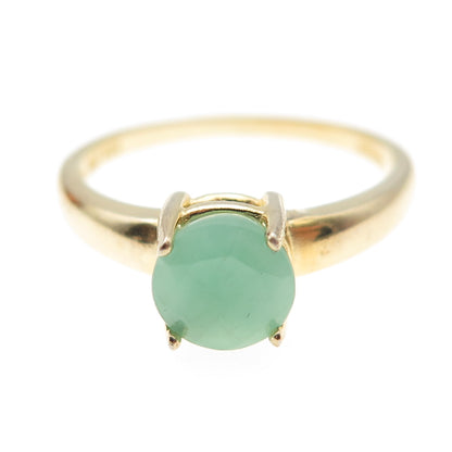 DEE BERKLE 925 Sterling Silver Gold Plated Real Emerald Ring Size 9