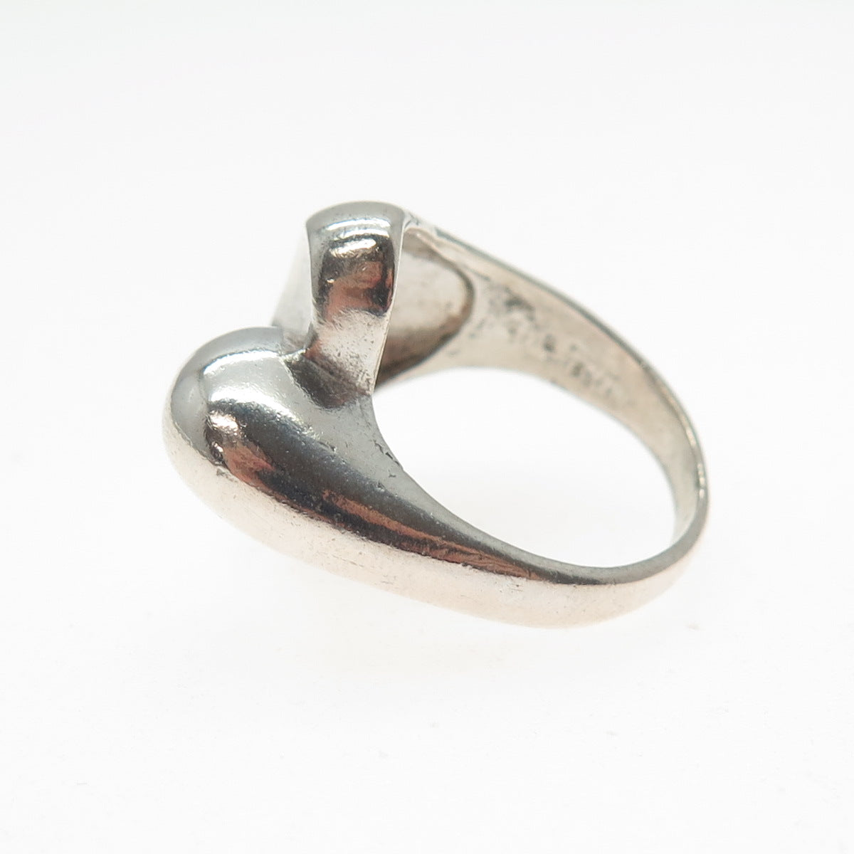 925 Sterling Silver Vintage Modernist Hook & Eye Oxidized Ring Size 7.5
