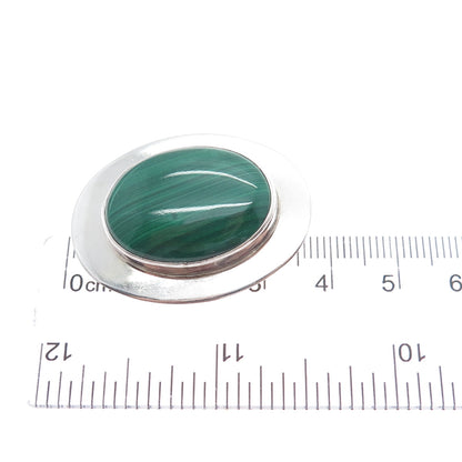 BEN J. CHAVEZ NAVAJO Old Pawn Sterling Silver Vintage Malachite Brooch Pendant