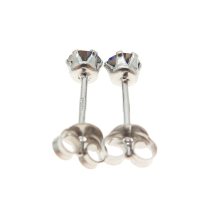 925 Sterling Silver Blue Rhinestone Stud Earrings